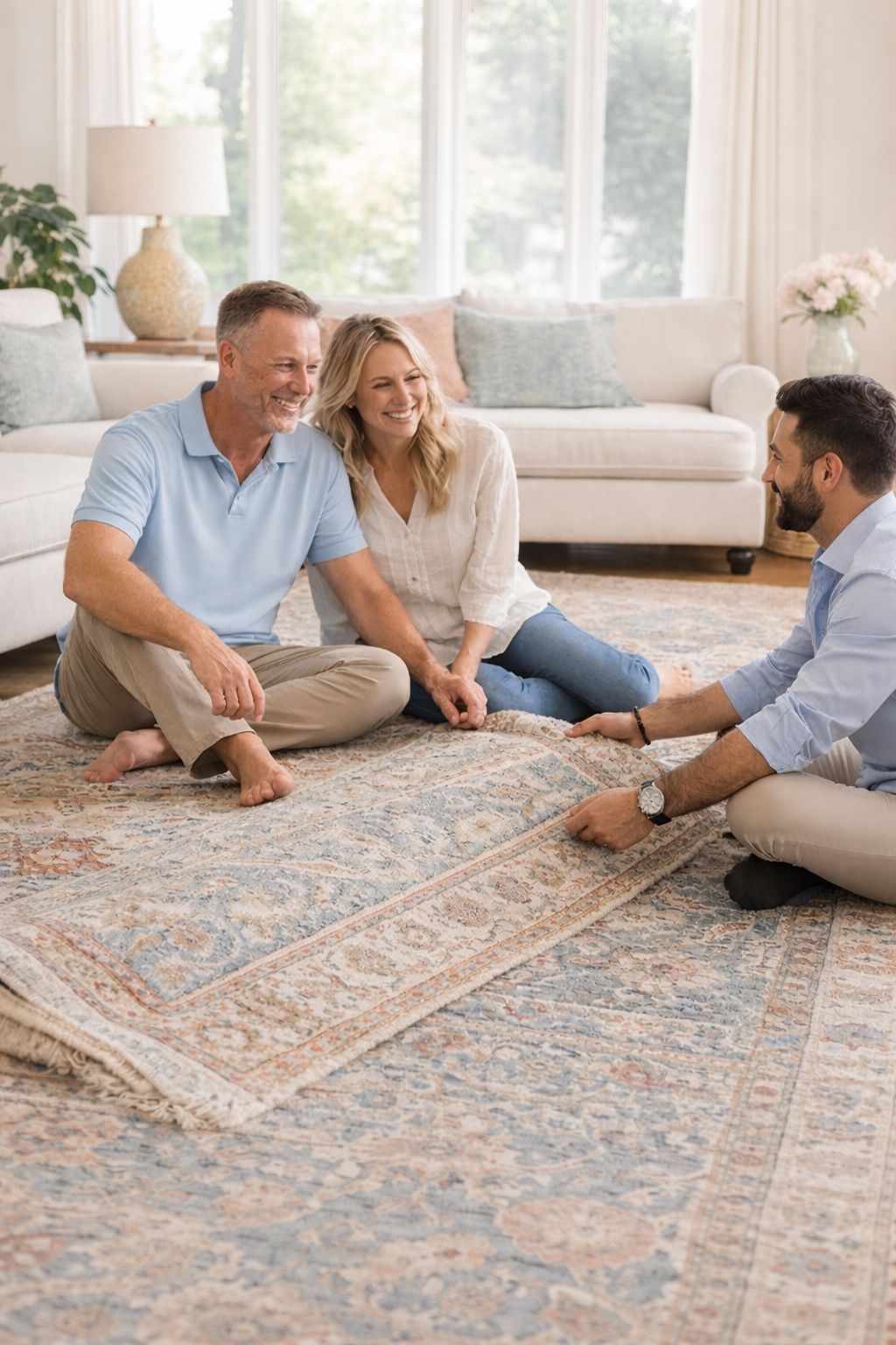 Handmade Turkish rug displayed in a refined home interior